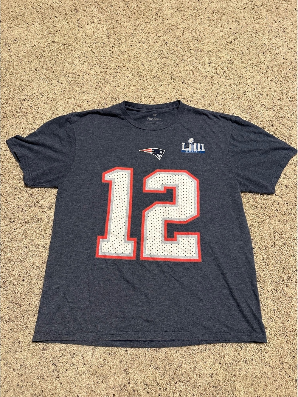 Tom Brady New England Patriots #12 Super Bowl LIII T-Shirt Medium
